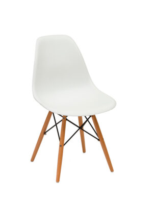 Silla Ceylan patas madera asiento PP blanco