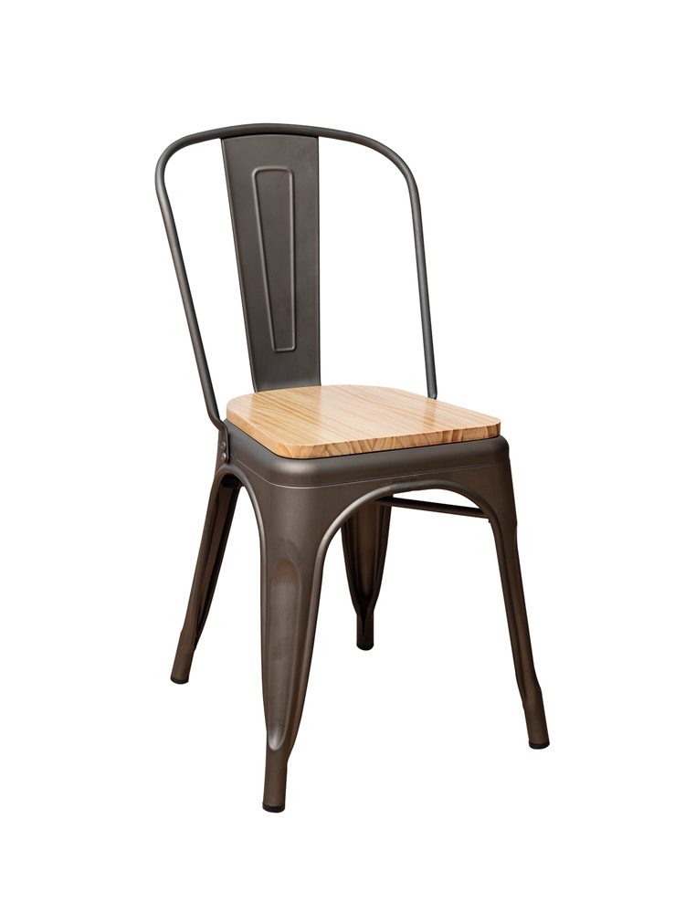 Silla Hammer estructura acero en color industrial con asiento de madera