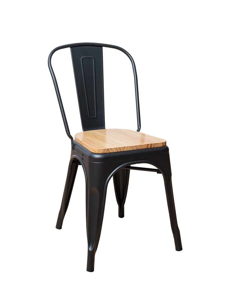 Silla Hammer estructura acero en color negro con asiento de madera