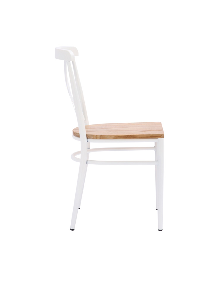 Silla Praga con asiento madera natural blanca lateral