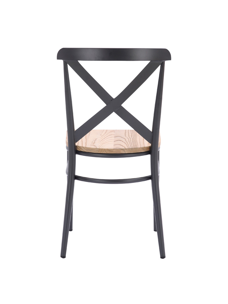 Silla Praga con asiento madera natural grafito trasera
