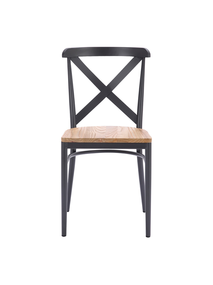 Silla Praga con asiento madera natural grafito frontal