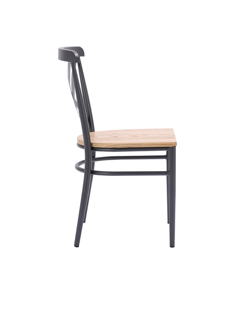 Silla Praga con asiento madera natural grafito lateral