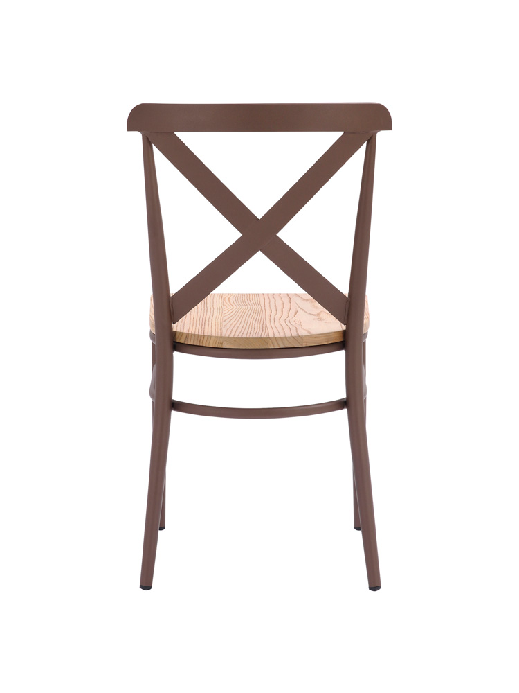 Silla Praga con asiento madera natural oxido marrón trasera