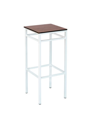 Banqueta Miami Acero Color Blanco Texturado Asiento Compacto Madera Vintage