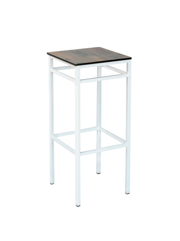 Banqueta Miami Acero Color Blanco Texturado Asiento Compacto Roble Americano