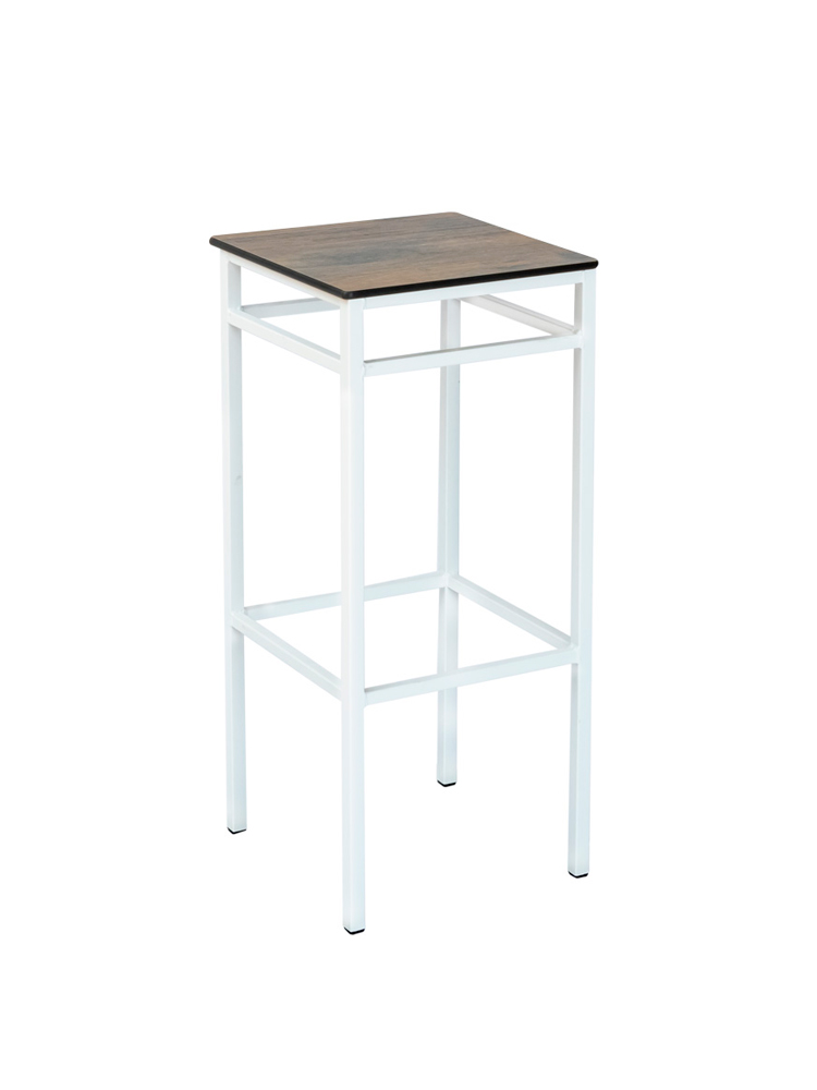 Banqueta Miami Acero Color Blanco Texturado Asiento Compacto Roble Ceniza