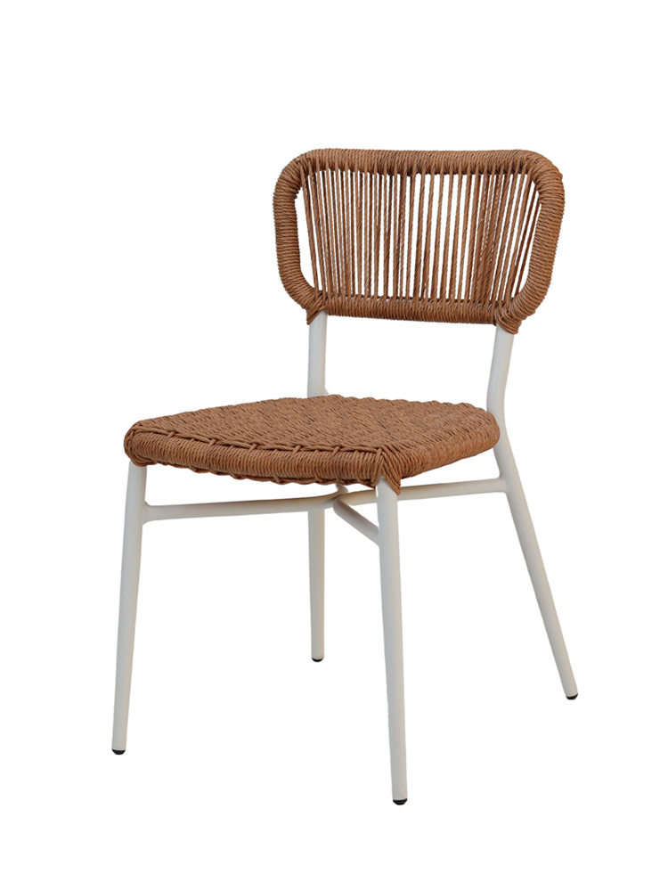 Silla Laos Aluminio Color Blanco Texturado Medula Rústica Natur