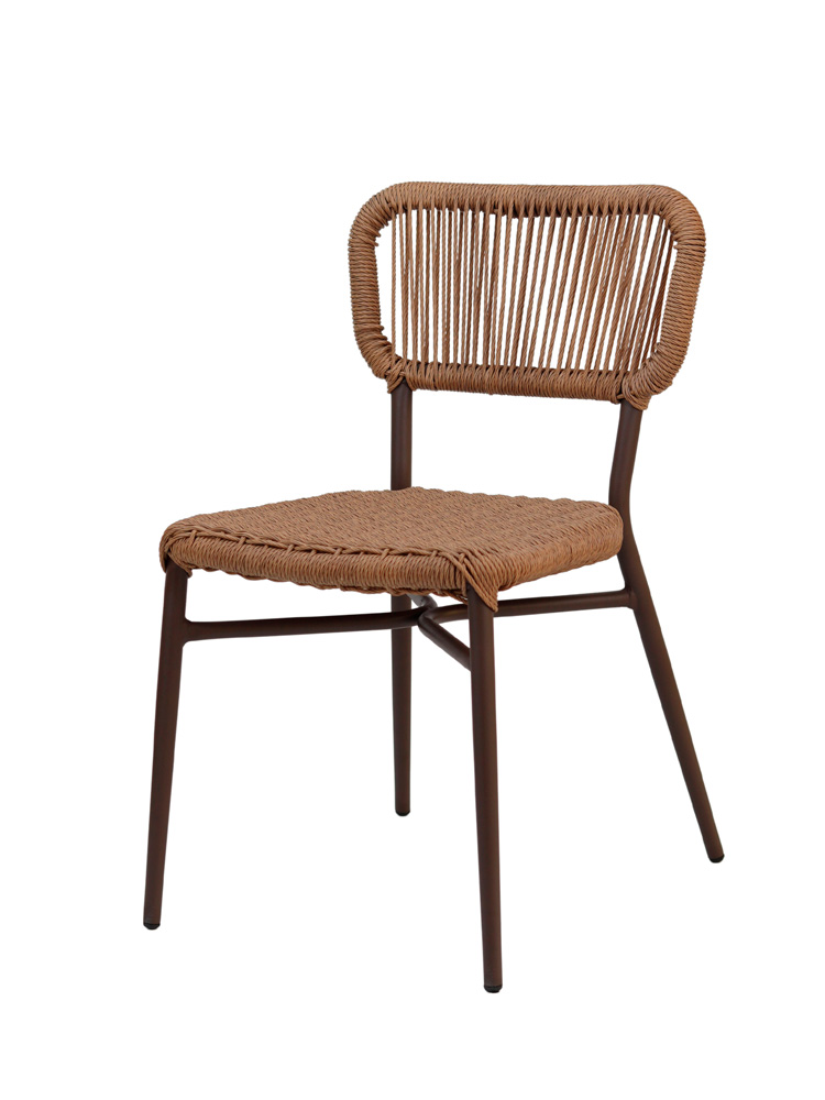 Silla Laos Aluminio Color Óxido Marrón Medula Rústica Natur