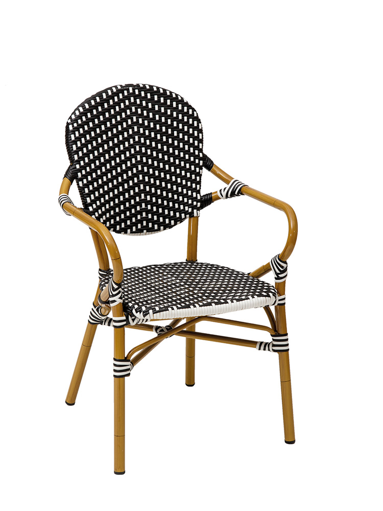 Sillón Feroe Aluminio Deco Bambu Medula Mixta Blanca Negra