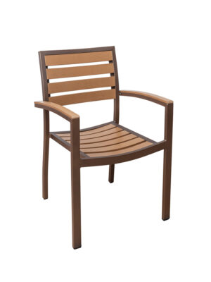 Sillón Glad Aluminio Color Oxido Marrón Lamas Deco Madera Reposabrazos Deco Madera
