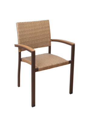 Sillón Glad Aluminio Color Oxido Marrón Medula Natur Reposabrazos Deco Madera