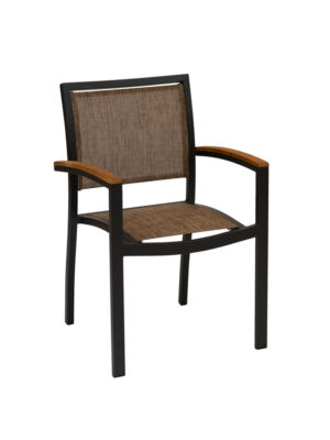 Sillón Glad Grafito Textilene Cobre Reposabrazos Deco Madera