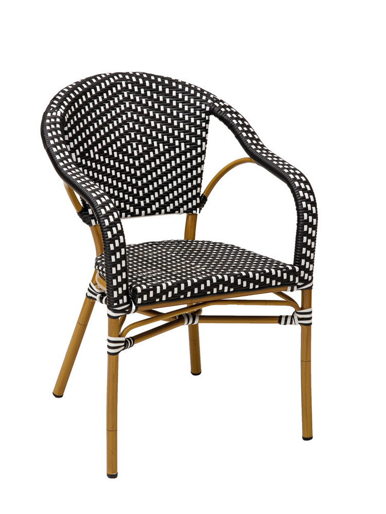Sillón Luanda Aluminio Deco Bambu Medula Mixta Blanca Negra